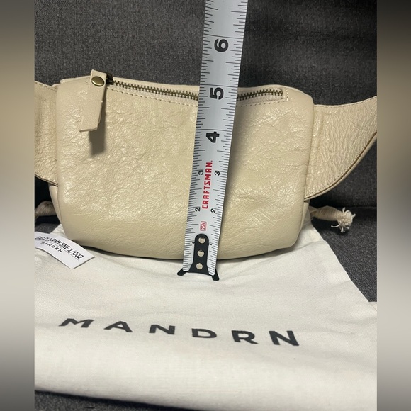 Mandrn Remy Leather Fanny Pack Belt Bag crossbody 2.0 color bone ivory dustcover - Picture 14 of 16